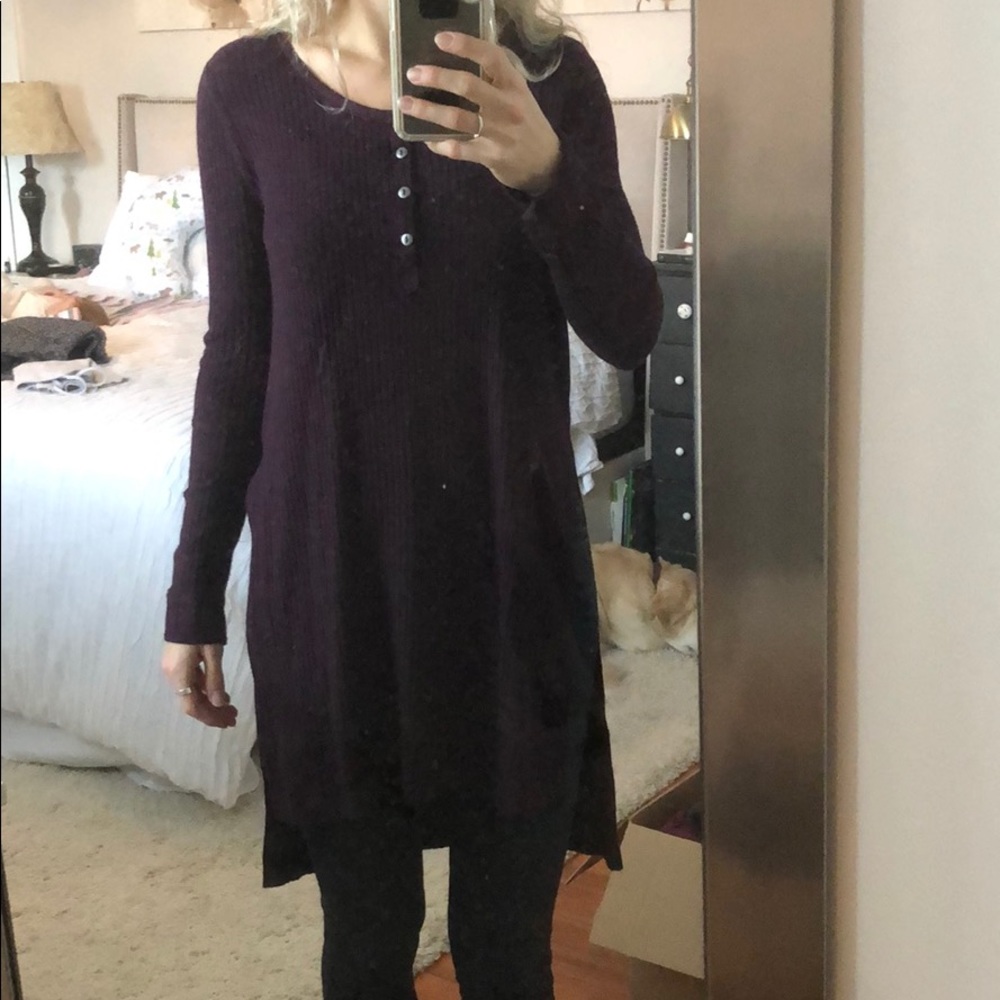 Free people long maroon shirt